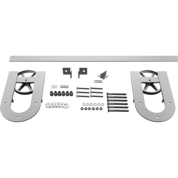 Premium Wagon Wheel Horseshoe Barn Door Hardware Set w/ 6' Track for 2 1/4